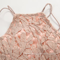 Sleeveless Hollow Out Lace Embroidery Crop Vest